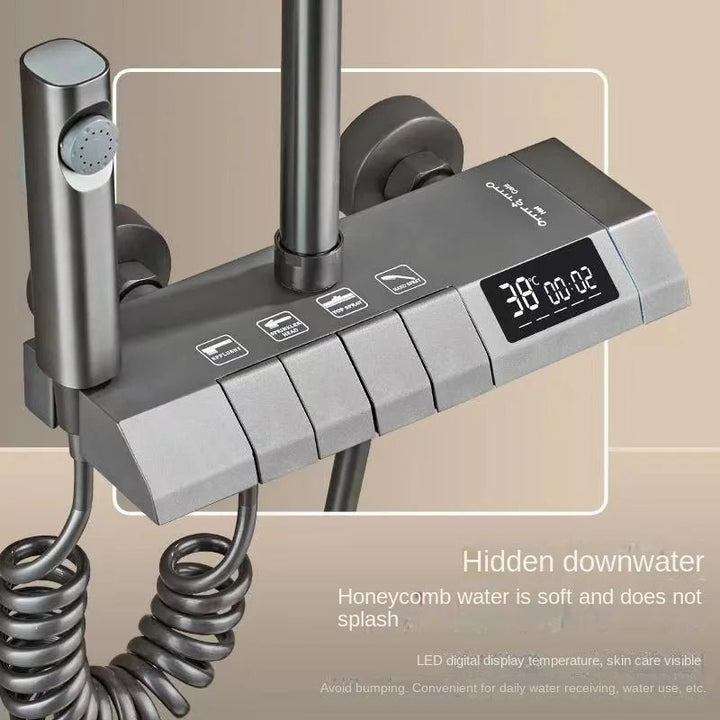 Intelligence Gun Grey System Intelligent Bathroom Digital Display Shower Faucet Set - BathroomLux