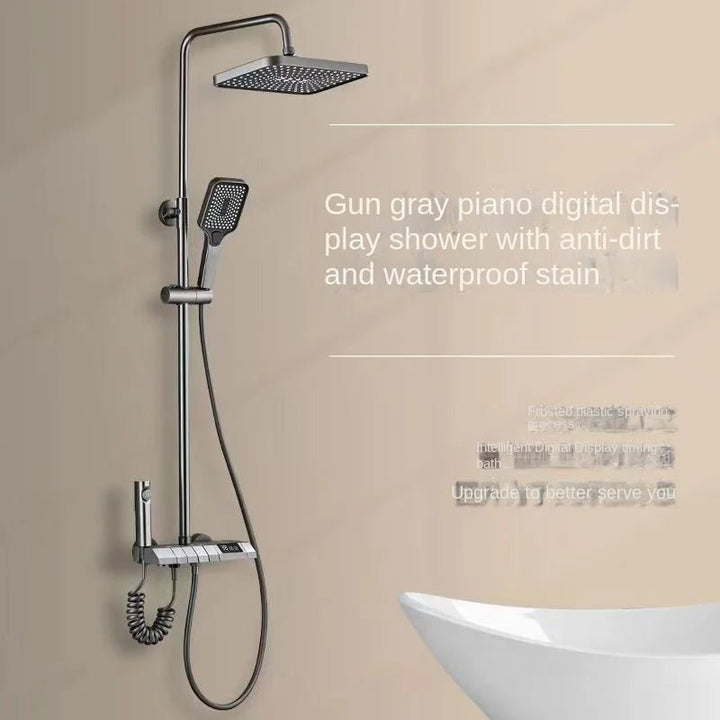 Intelligence Gun Grey System Intelligent Bathroom Digital Display Shower Faucet Set - BathroomLux