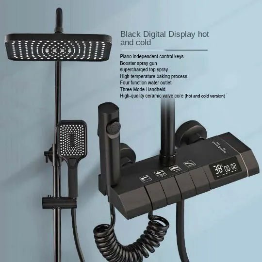 Intelligence Gun Grey System Intelligent Bathroom Digital Display Shower Faucet Set - BathroomLux