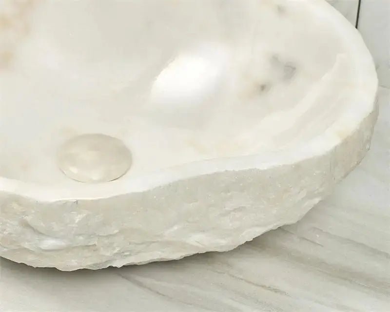 Irregular Edge White Stone Bathroom Sink Bowl – Modern Countertop Basin - Irregular EdgeBathroomLux