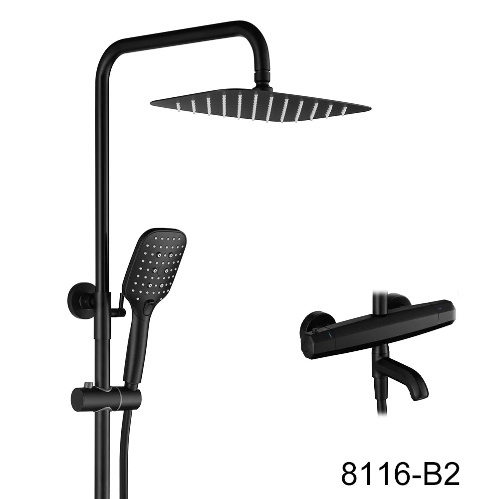 Jetblack Thermostatic Shower Faucet - 5 years Warranty - BathroomLux