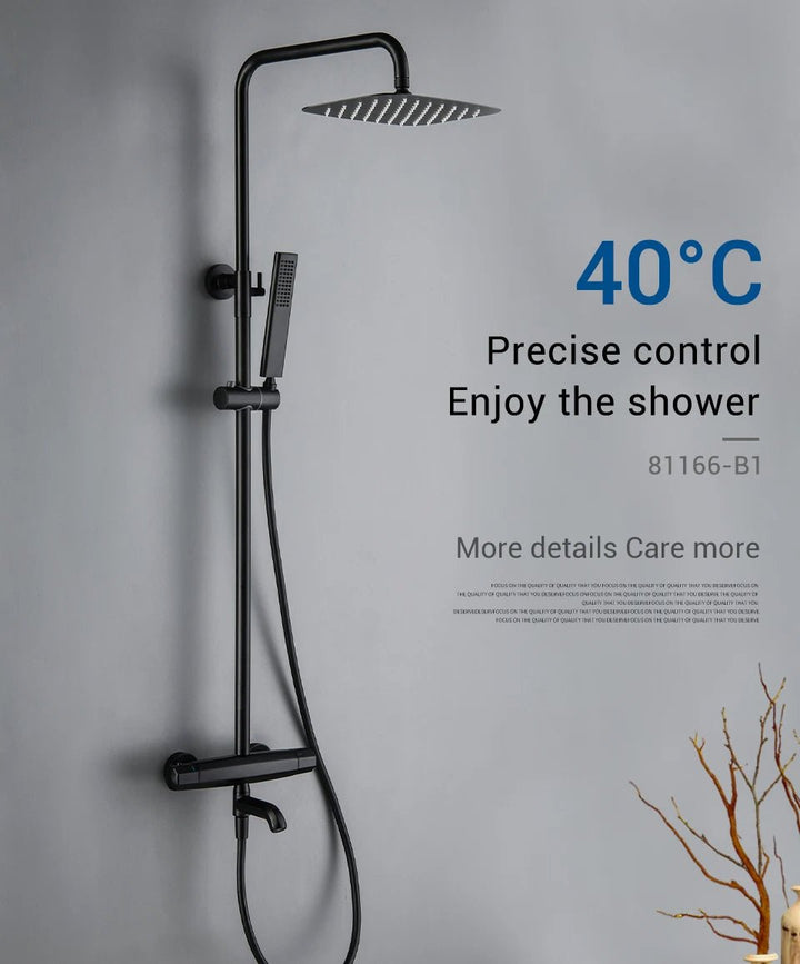 Jetblack Thermostatic Shower Faucet - 5 years Warranty - BathroomLux