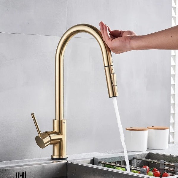 Kitchen Faucets Smart Touch Induction in Gold - 2 Years Warranty - Bathroom FaucetBathroomLux