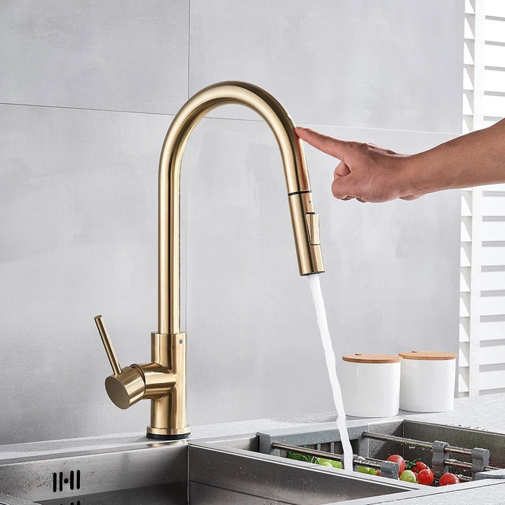 Kitchen Faucets Smart Touch Induction in Gold - 2 Years Warranty - Bathroom FaucetBathroomLux