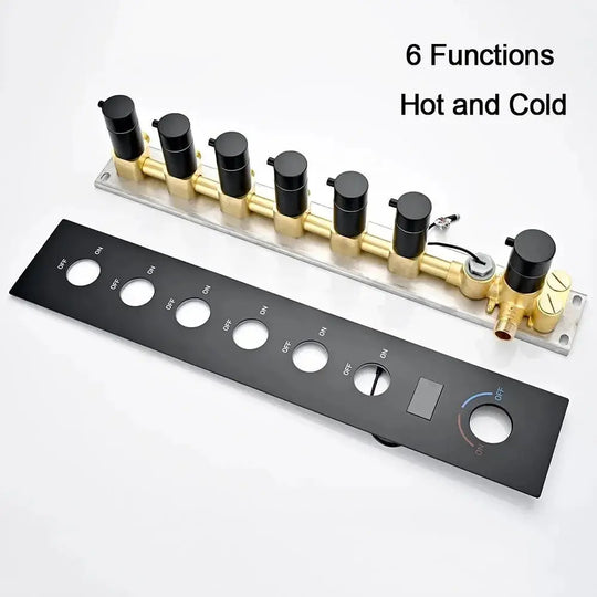 Large LED Music Ceiling Rainfall Shower Set – Thermostatic Brass - Ceiling Rainfall Shower SetBathroomLux