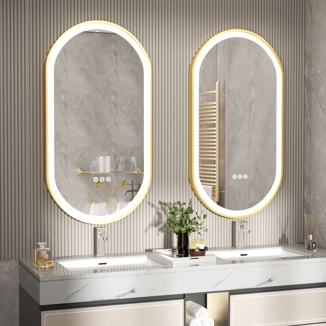 Large LED Oval Bathroom Mirror with Stepless and Anti - Fog Memory - BathroomLux