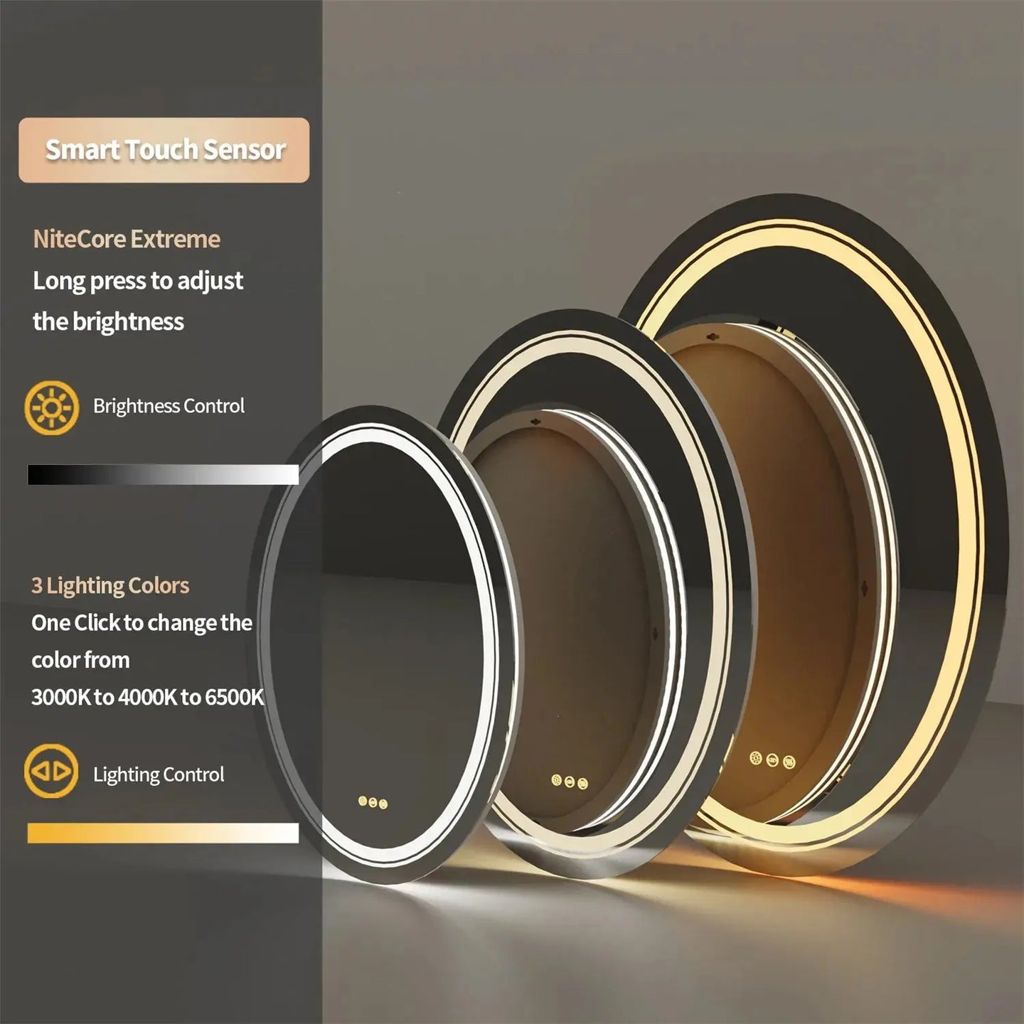 Large Oval Led Bathroom Mirror Anti - Fog Backlit Dimmable Wall Mounted 3 Colors Memory With Plug - BathroomLux