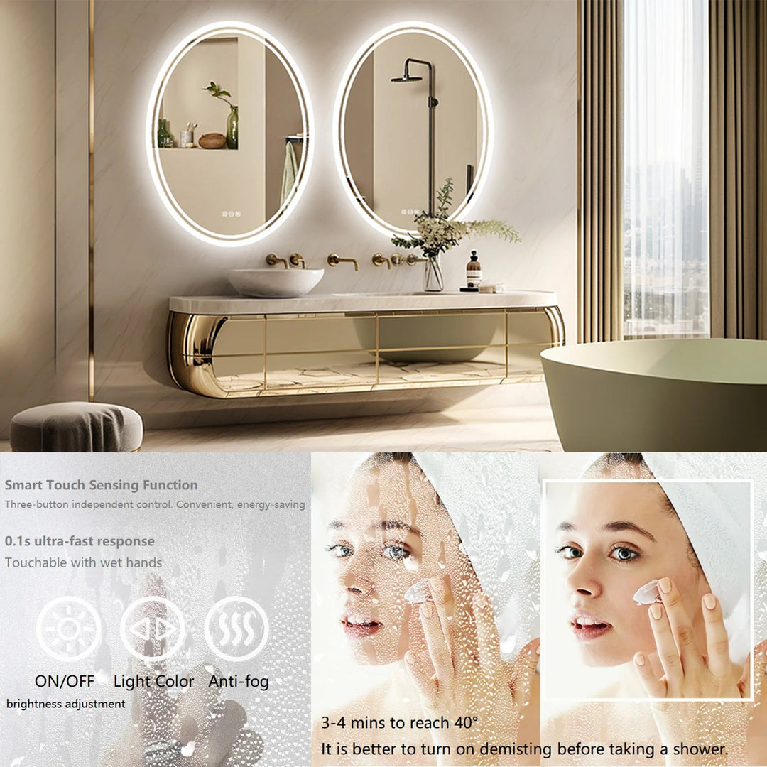 Led Bathroom Mirror Backlit Round Vanity Mirror With Lights Wall Mounted Anti - Fog - Bathroom Mirror Anti - FogBathroomLux