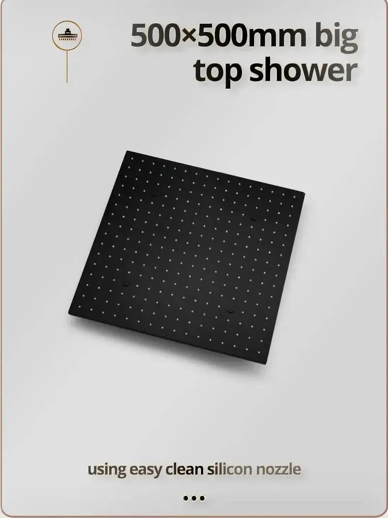 LED Thermostatic Rainfall Shower System – Black Bathroom Mixer Set - BathroomLux
