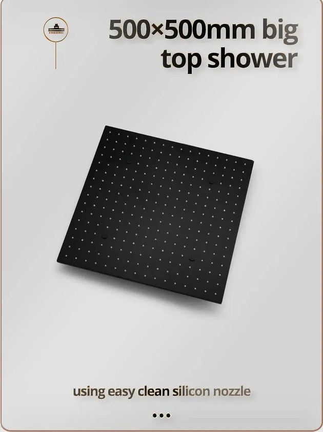 LED Thermostatic Rainfall Shower System – Black Bathroom Mixer Set - BathroomLux