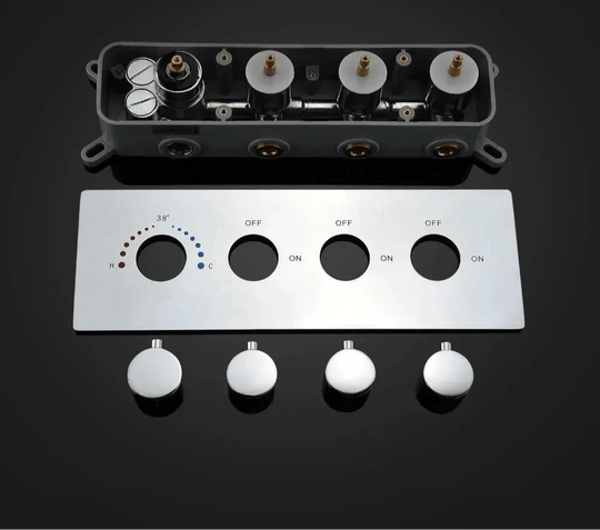 LED Thermostatic Shower System | Modern Rainfall & Waterfall Shower Set - bathroom, showers, thermostaticBathroomLux