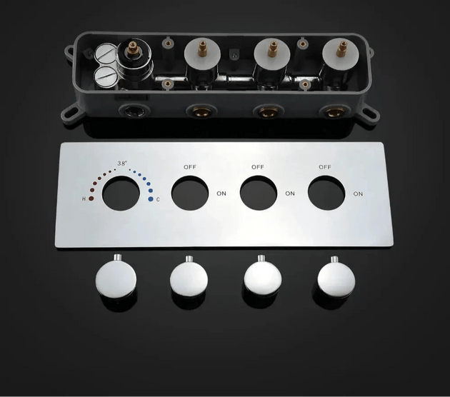 LED Thermostatic Shower System | Modern Rainfall & Waterfall Shower Set - bathroom, showers, thermostaticBathroomLux