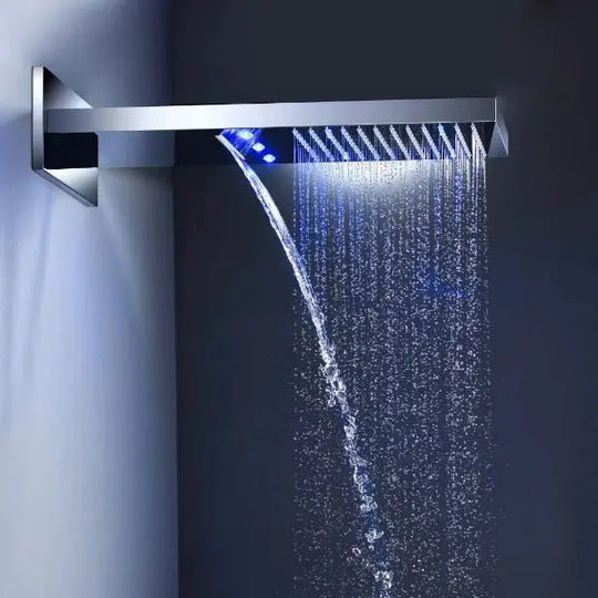 LED Thermostatic Shower System | Modern Rainfall & Waterfall Shower Set - bathroom, showers, thermostaticBathroomLux
