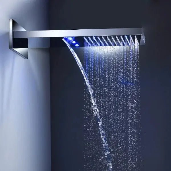 LED Thermostatic Shower System | Modern Rainfall & Waterfall Shower Set - bathroom, showers, thermostaticBathroomLux