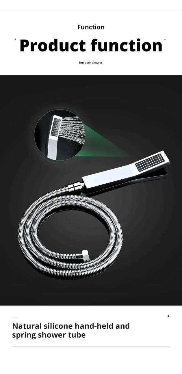 LED Thermostatic Shower System | Modern Rainfall & Waterfall Shower Set - bathroom, showers, thermostaticBathroomLux