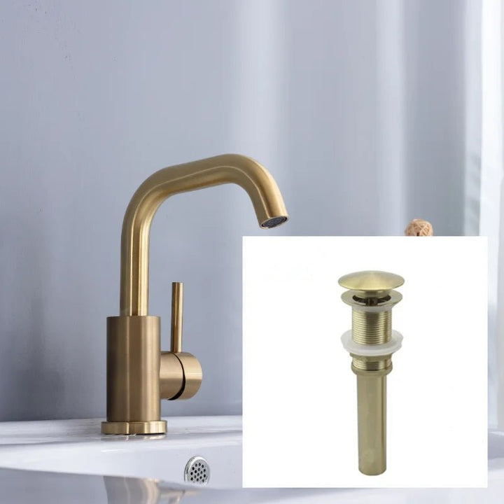 Lustra Bathroom Faucet Brushed Gold - Single Handle - Bathroom FaucetBathroomLux