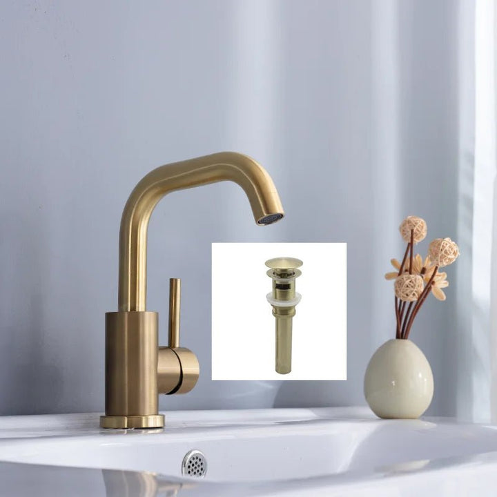 Lustra Bathroom Faucet Brushed Gold - Single Handle - Bathroom FaucetBathroomLux