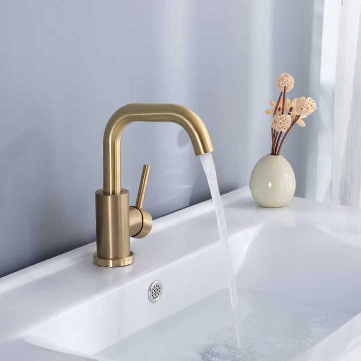 Lustra Bathroom Faucet Brushed Gold - Single Handle - Bathroom FaucetBathroomLux