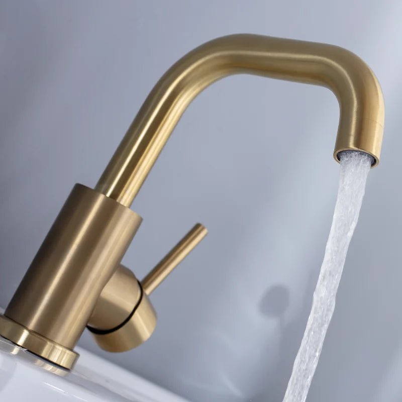 Lustra Bathroom Faucet Brushed Gold - Single Handle - Bathroom FaucetBathroomLux