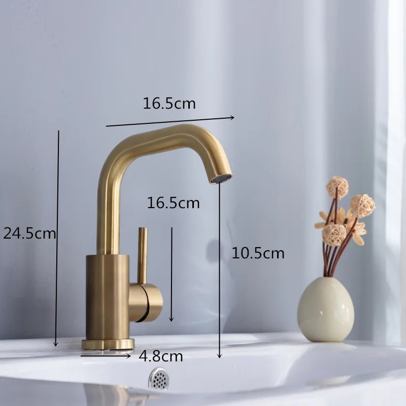 Lustra Bathroom Faucet Brushed Gold - Single Handle - Bathroom FaucetBathroomLux