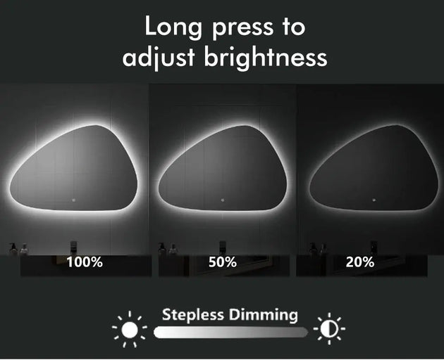 Lux LED Bathroom Mirror – Irregular Shape, Smart Anti - Fog Design - Bathroom Mirror Anti - Fog irregular shapeBathroomLux