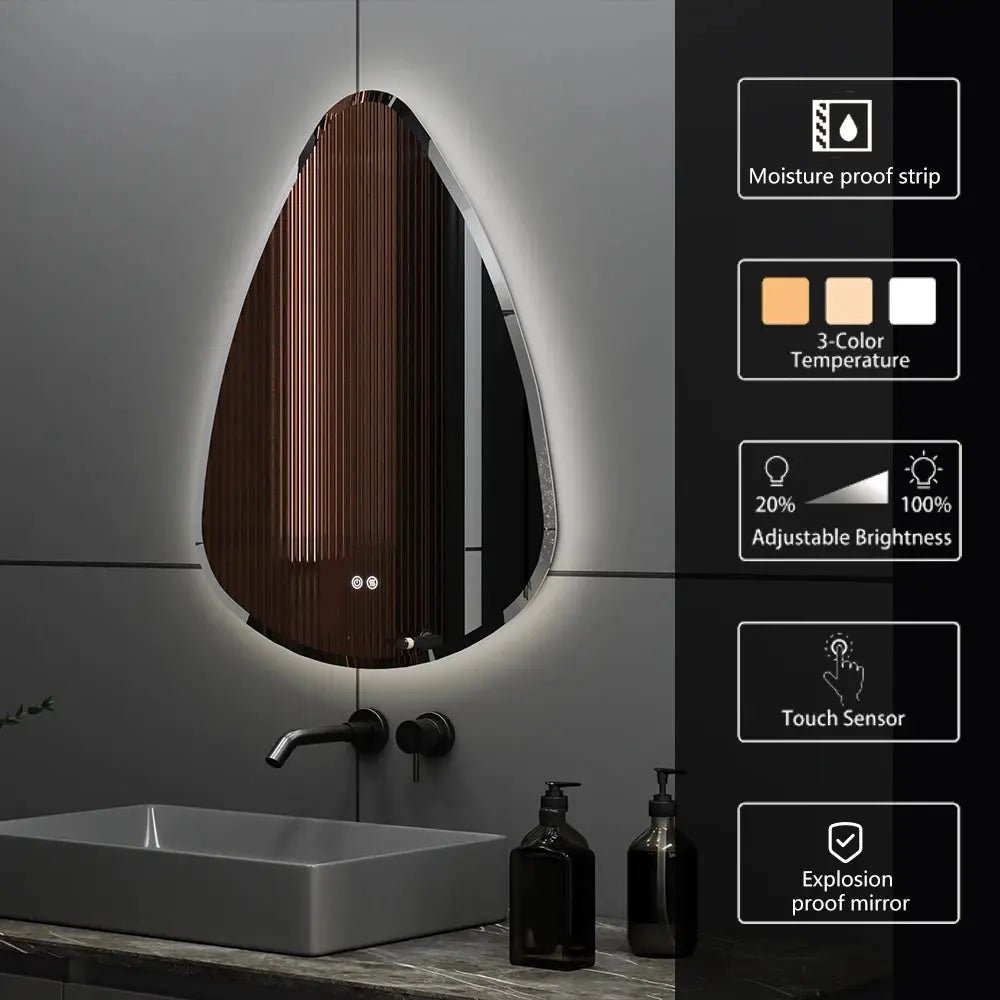Lux LED Bathroom Mirror – Irregular Shape, Smart Anti - Fog Design - Bathroom Mirror Anti - Fog irregular shapeBathroomLux