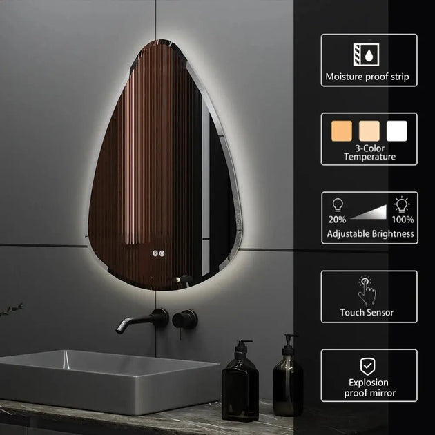 Lux LED Bathroom Mirror – Irregular Shape, Smart Anti - Fog Design - Bathroom Mirror Anti - Fog irregular shapeBathroomLux