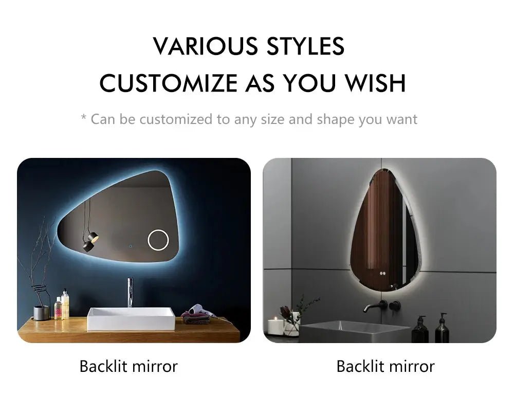 Lux LED Bathroom Mirror – Irregular Shape, Smart Anti - Fog Design - Bathroom Mirror Anti - Fog irregular shapeBathroomLux