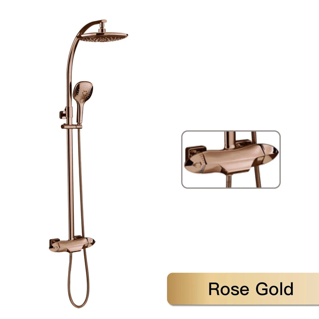 LuxGun Brass Elite Shower System features a dual control and a 3 - function faucet. - BathroomLux