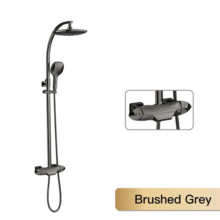 LuxGun Brass Elite Shower System features a dual control and a 3 - function faucet. - BathroomLux