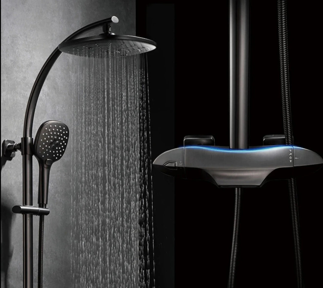 LuxGun Brass Elite Shower System features a dual control and a 3 - function faucet. - BathroomLux