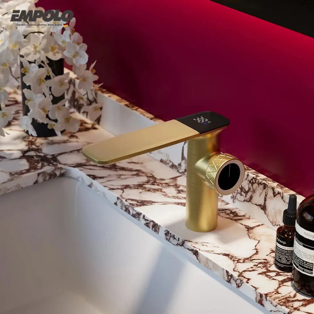 Luxury Brass Sink Faucet Digital Display Water Mixer Tap - BathroomLux