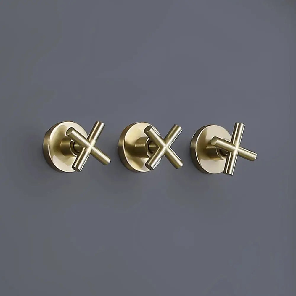 Luxury Concealed Brushed Gold Three - Handle Rain Shower System - 5 Years Warranty - conceal showerBathroomLux