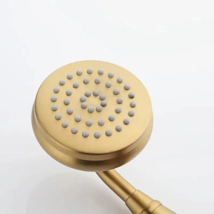 Luxury Freestanding Bath Faucet – Brushed Gold, Dual Handle, Antique Finish - Freestanding Bath FaucetBathroomLux