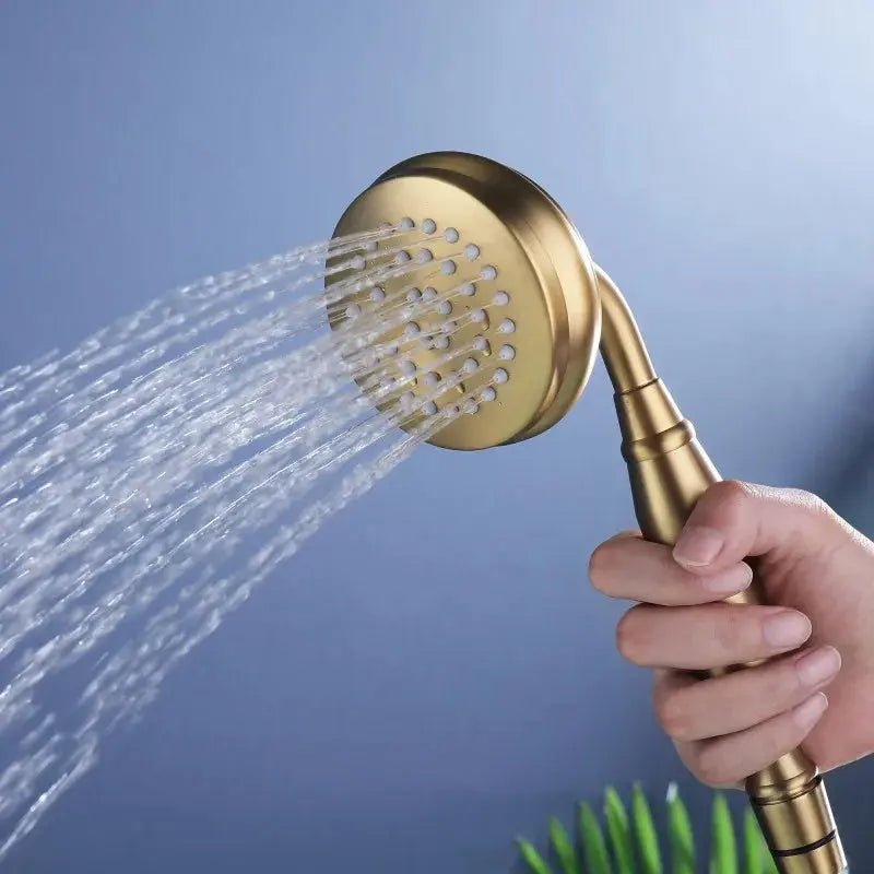 Luxury Freestanding Bath Faucet – Brushed Gold, Dual Handle, Antique Finish - Freestanding Bath FaucetBathroomLux