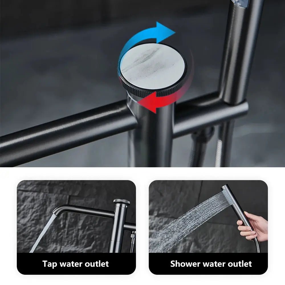 Luxury Freestanding Bath Taps with Shower Head - Freestanding Bath Shower Mixer TapBathroomLux