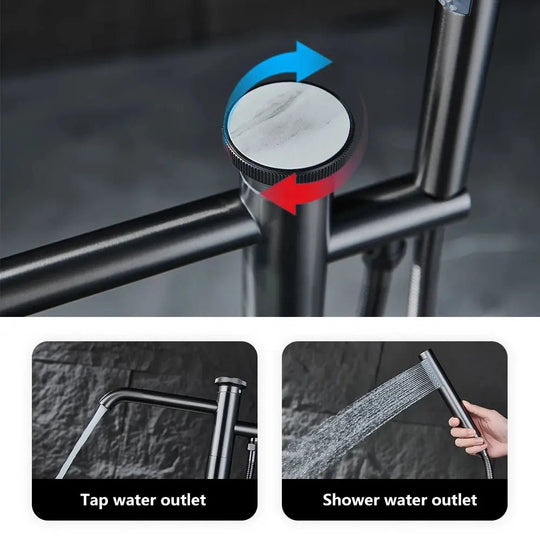 Luxury Freestanding Bath Taps with Shower Head - Freestanding Bath Shower Mixer TapBathroomLux