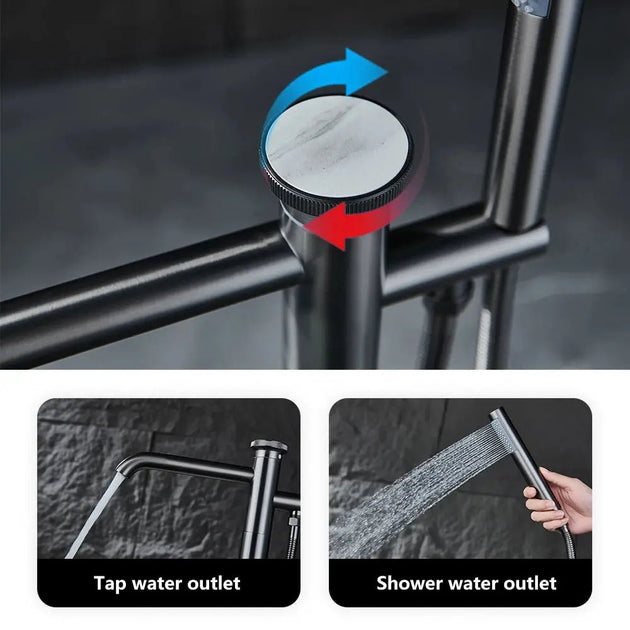 Luxury Freestanding Bath Taps with Shower Head - Freestanding Bath Shower Mixer TapBathroomLux