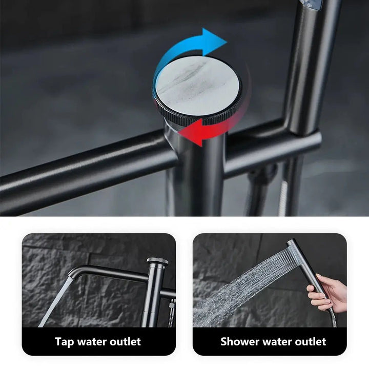 Luxury Freestanding Bath Taps with Shower Head - Freestanding Bath Shower Mixer TapBathroomLux
