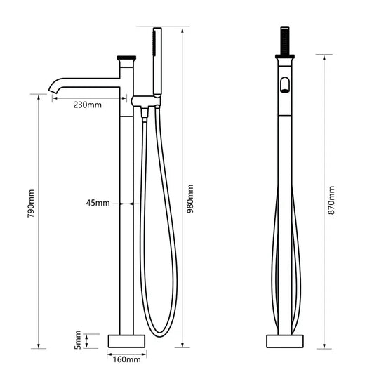 Luxury Freestanding Bath Taps with Shower Head - Freestanding Bath Shower Mixer TapBathroomLux