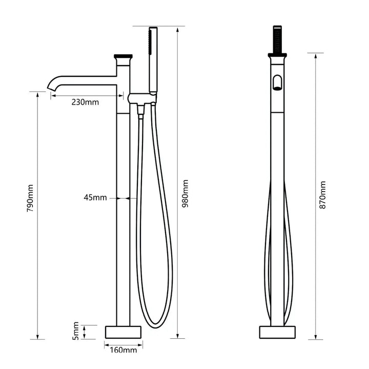 Luxury Freestanding Bath Taps with Shower Head - Freestanding Bath Shower Mixer TapBathroomLux