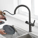 Luxury Gun Gray Brass Kitchen Faucet – LED, Pull - Out, Hot & Cold Tap - Pull - Out Retractable SpoutBathroomLux