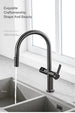 Luxury Gun Gray Brass Kitchen Faucet – LED, Pull - Out, Hot & Cold Tap - Pull - Out Retractable SpoutBathroomLux