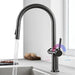 Luxury Gun Gray Brass Kitchen Faucet – LED, Pull - Out, Hot & Cold Tap - Pull - Out Retractable SpoutBathroomLux