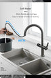 Luxury Gun Gray Brass Kitchen Faucet – LED, Pull - Out, Hot & Cold Tap - Pull - Out Retractable SpoutBathroomLux