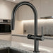 Luxury Gun Gray Brass Kitchen Faucet – LED, Pull - Out, Hot & Cold Tap - Pull - Out Retractable SpoutBathroomLux
