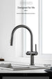 Luxury Gun Gray Brass Kitchen Faucet – LED, Pull - Out, Hot & Cold Tap - Pull - Out Retractable SpoutBathroomLux