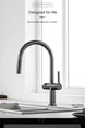Luxury Gun Gray Brass Kitchen Faucet – LED, Pull - Out, Hot & Cold Tap - Pull - Out Retractable SpoutBathroomLux
