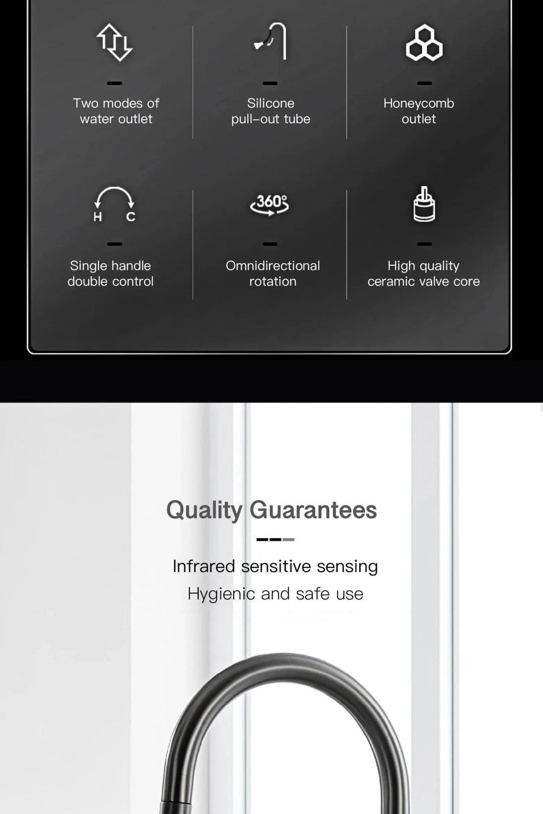 Luxury Gun Gray Brass Kitchen Faucet – LED, Pull - Out, Hot & Cold Tap - Pull - Out Retractable SpoutBathroomLux