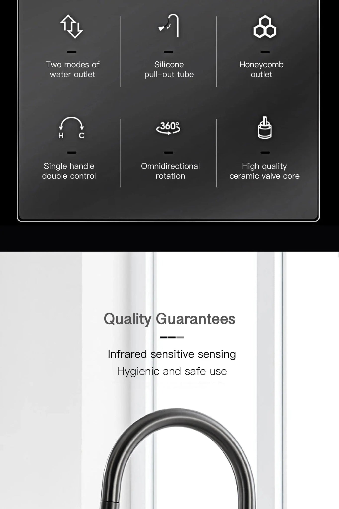 Luxury Gun Gray Brass Kitchen Faucet – LED, Pull - Out, Hot & Cold Tap - Pull - Out Retractable SpoutBathroomLux